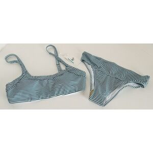 Striped Navy and White Bikini Set - Women's Swim Top & Bottom